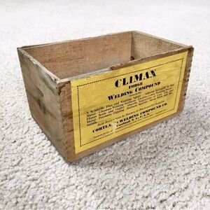 Vintage Climax Welding Compound Dovetail Box - Cherry Heat - Cortland NY - RARE!
